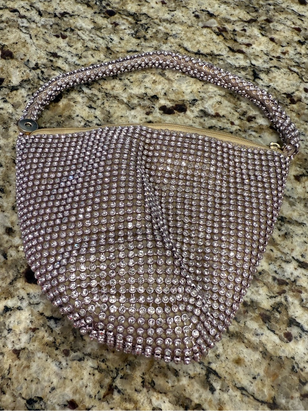 Rhinestone formal mini bag gold cloth interior special occasions - Picture 13 of 14